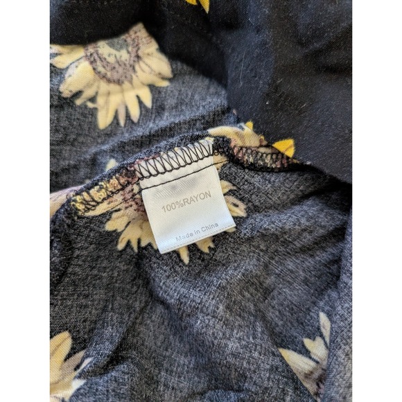 MSBASIC Sunflower Print Mini Slip Dress Black Yellow 90s Style Rayon Womens M - Picture 4 of 5